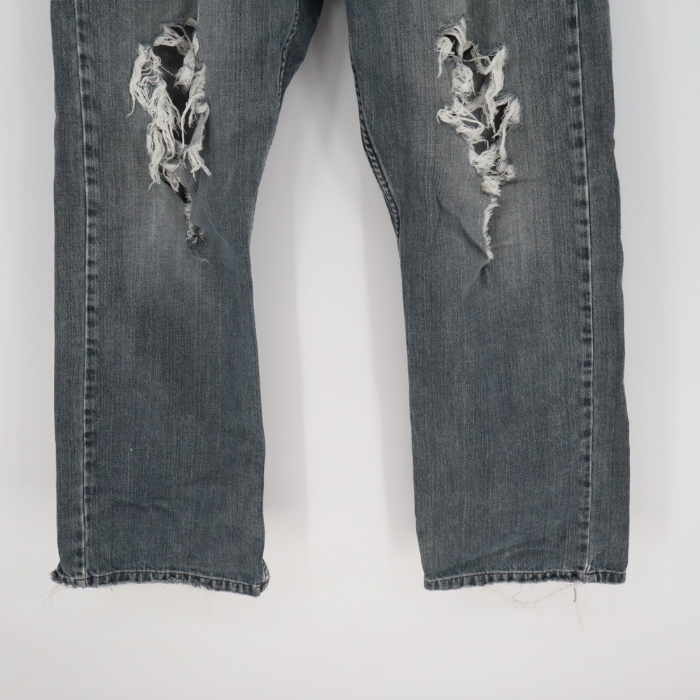 Wrangler Bootcut Jeans Mens 34x30 Blue Denim Preppy Distressed Comfy Relaxed Fit - Picture 4 of 10
